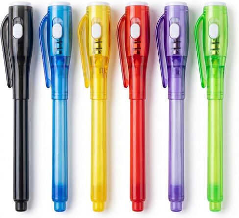 SCStyle 12 Pcs Party Favors | 6 Mini Notepads and 6 Invisible Ink Pen with UV Light Spy Pen Birthday Party, Classroom Prizes, party supplies in Saudi Arabia