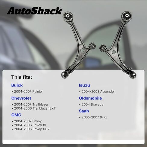أذرع تحكم سفلية أمامية من AutoShack ومفاصل كروية مع البطانات لسيارة شيفروليه وجي إم سي، تريل بليزر 2004-2007 إنفوي 2004-2007 تريل بليزر EXT 2004-2006، 4WD AWD RWD L6 4.2L V8 5.3L 6.0L، زوج in Kuwait