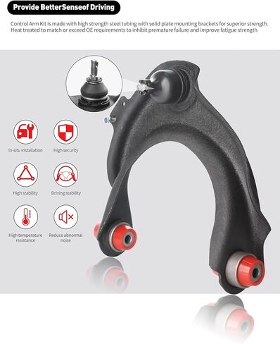 2pc Front Upper Control Arms w/Ball Joints for 2003-2007 Honda Accord, 2004-2008 Acura TSX, PU Bushing Upper Control Arms & Ball Joints, Replacement K620616 K620617, Wrinkle Black in Saudi Arabia