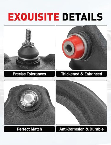 2pc Front Upper Control Arms w/Ball Joints for 2003-2007 Honda Accord, 2004-2008 Acura TSX, PU Bushing Upper Control Arms & Ball Joints, Replacement K620616 K620617, Wrinkle Black in Saudi Arabia