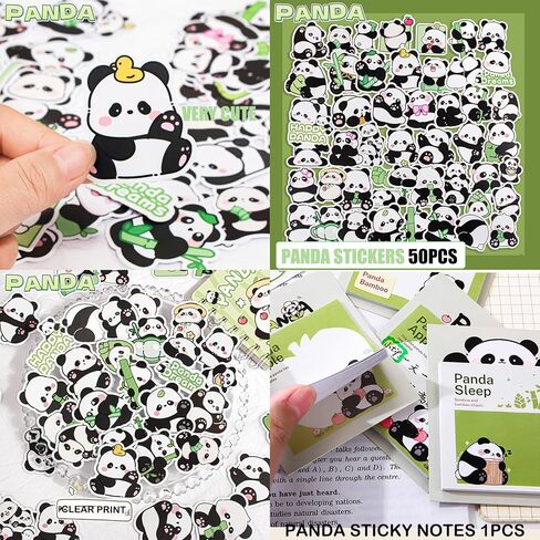 Cute Panda Pencil Case With 12 Compartments-Gift Set Includes Ball-Point Pen, Plush Keychain, Panda Stickers, Bookmark, Notebook and Sticky notec in Saudi Arabia