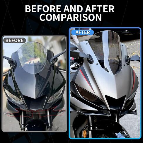 Motorcycle Front Fairing Winglet Aerodynamic Spoiler Beak Nose Cone Extension Fixed Wing Kit Compatible with Yamaha YZF R3 R25 2019-2025 (Carbon Fiber Look) in Saudi Arabia
