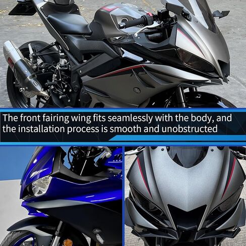 Motorcycle Front Fairing Winglet Aerodynamic Spoiler Beak Nose Cone Extension Fixed Wing Kit Compatible with Yamaha YZF R3 R25 2019-2025 (Carbon Fiber Look) in Saudi Arabia