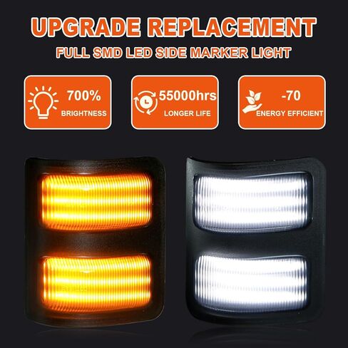 LED Side Mirror Turn Signal Light Compatible with F250 F350 F450 F550 Super Duty 2008-2016, Switchback Side Mirror Marker Running & Turn Signal Light, White & Amber DRL Parking Light Smoked Lens, 2PCS in Saudi Arabia