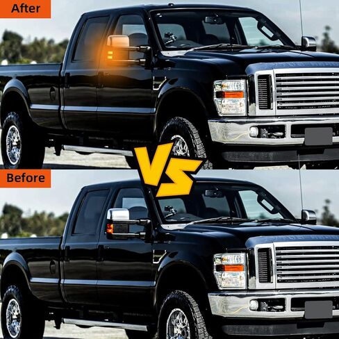 LED Side Mirror Turn Signal Light Compatible with F250 F350 F450 F550 Super Duty 2008-2016, Switchback Side Mirror Marker Running & Turn Signal Light, White & Amber DRL Parking Light Smoked Lens, 2PCS in Saudi Arabia