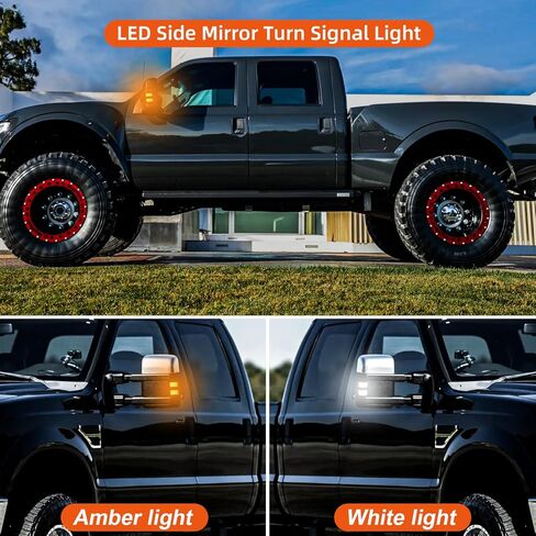 LED Side Mirror Turn Signal Light Compatible with F250 F350 F450 F550 Super Duty 2008-2016, Switchback Side Mirror Marker Running & Turn Signal Light, White & Amber DRL Parking Light Smoked Lens, 2PCS in Saudi Arabia