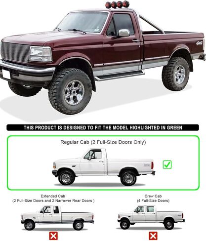 APS (نمط لوحة الجري الفضية) لوحات الجري Nerf Bars خطوات جانبية متوافقة مع Ford F-Series Bronco 1980-1996 الكابينة العادية (لن تناسب الإطارات الثقيلة المعززة في المصنع) in Kuwait