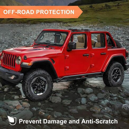 قضبان خطوة منزلق من Rock مناسبة لسيارة Jeep Wrangler JL JLU 4 أبواب 2018-2024 2025 2026 Nerf Bars Rocker Guards من الفولاذ الكربوني شديد التحمل، مطلي بمسحوق أسود in Kuwait
