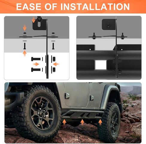 قضبان خطوة منزلق من Rock مناسبة لسيارة Jeep Wrangler JL JLU 4 أبواب 2018-2024 2025 2026 Nerf Bars Rocker Guards من الفولاذ الكربوني شديد التحمل، مطلي بمسحوق أسود in Kuwait