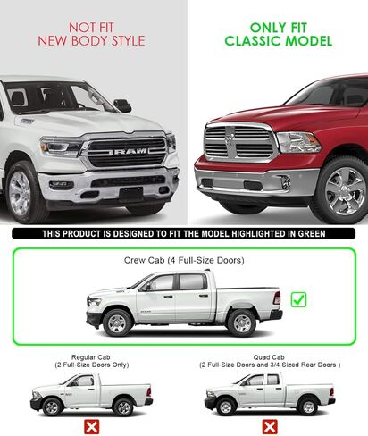 لوحات تشغيل APS مقاس 6 بوصة باللون الأسود متوافقة مع Ram 1500 2009-2018 Crew Cab & Ram 2500 3500 2010-2026 من الفولاذ المقاوم للصدأ (قضبان Nerf وخطوات جانبية وقضبان جانبية) in Kuwait