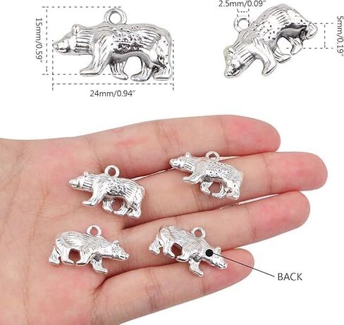 30pcs Bear Charms, Tibetan Alloy 3D Animal Pendants Antique Silver Cute Bear Charms for DIY Jewelry Making Necklace Bracelet Keychain in Kuwait