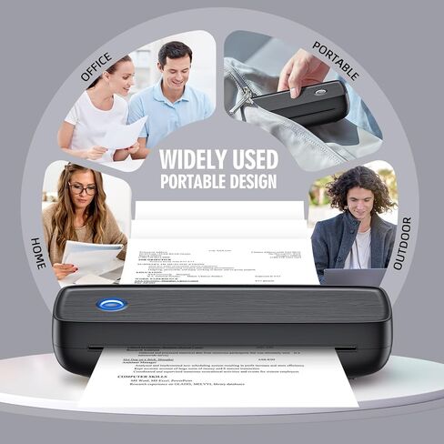 Portable Inkless Printer, Wireless Bluetooth Thermal Printer with 4200mAh Battery, Prints A4/A5/US Letter, High Resolution Mini Printer for Travel, Home Office & Mobile Printing in Kuwait