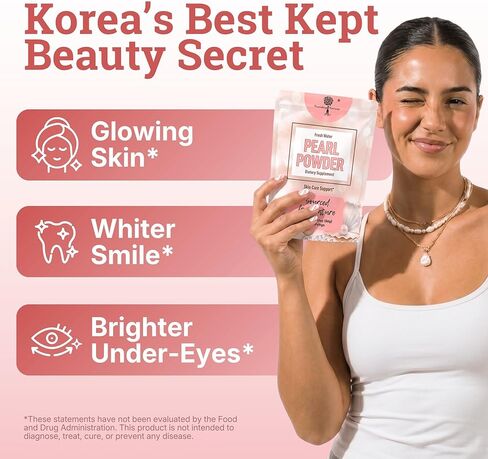 Pearl Powder Supplement for Skin Health - Anti-Aging, Antioxidant & Collagen Production - Healthy Eyes, Hair and Nails, Supports Immunity, Mood and Sleep - With Calcium and Amino Acids 120g in Saudi Arabia