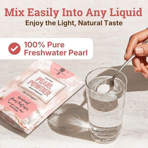 Pearl Powder Supplement for Skin Health - Anti-Aging, Antioxidant & Collagen Production - Healthy Eyes, Hair and Nails, Supports Immunity, Mood and Sleep - With Calcium and Amino Acids 120g in Saudi Arabia