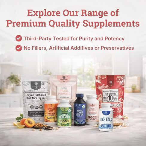 Pearl Powder Supplement for Skin Health - Anti-Aging, Antioxidant & Collagen Production - Healthy Eyes, Hair and Nails, Supports Immunity, Mood and Sleep - With Calcium and Amino Acids 120g in Saudi Arabia