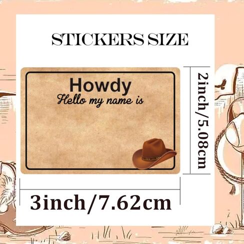 120 Pcs Western Cowboy Name Tag Stickers Wild Wild West Adhesive Student Name Tags - 2×3 inch Cowboy Name Tag Stickers for Birthday Game, School Party Decoration, Activity Game in Kuwait