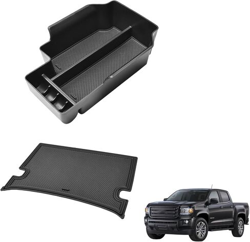 HGWEI Center Console Organizer Compatible with Chevy Colorado/GMC Canyon 2015 2016-2020 2021 2022 Interior Accessories, Armrest Storage Tray and Secret Compartment Cover, 2 Packs Black in Kuwait