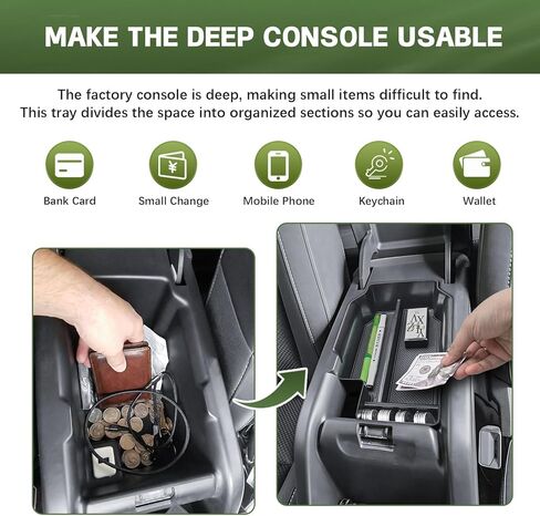 HGWEI Center Console Organizer Compatible with Chevy Colorado/GMC Canyon 2015 2016-2020 2021 2022 Interior Accessories, Armrest Storage Tray and Secret Compartment Cover, 2 Packs Black in Kuwait