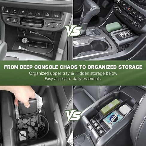 HGWEI Center Console Organizer Compatible with Chevy Colorado/GMC Canyon 2015 2016-2020 2021 2022 Interior Accessories, Armrest Storage Tray and Secret Compartment Cover, 2 Packs Black in Kuwait