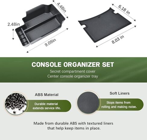 HGWEI Center Console Organizer Compatible with Chevy Colorado/GMC Canyon 2015 2016-2020 2021 2022 Interior Accessories, Armrest Storage Tray and Secret Compartment Cover, 2 Packs Black in Kuwait