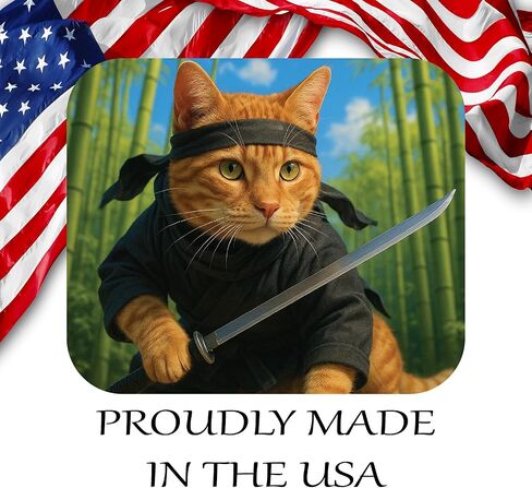 Funny Ninja Cat Kitten Theme Mouse Pad Mat Mousepad for Desk Computer Laptop PC Gaming Home or Office Gift (MP136) in Saudi Arabia