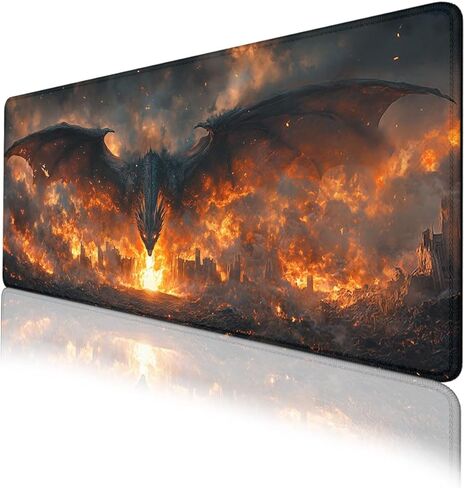 Fire Dragon Mouse Pad Epic Fantasy Art XL Mouse Pad Large Mousepad Extended Laptop Keyboard Mat Gaming Desk Pad Mouse Mat Office Computer Keyboard Laptop 31.5"x11.8" in Kuwait