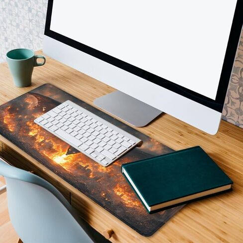 Fire Dragon Mouse Pad Epic Fantasy Art XL Mouse Pad Large Mousepad Extended Laptop Keyboard Mat Gaming Desk Pad Mouse Mat Office Computer Keyboard Laptop 31.5"x11.8" in Kuwait