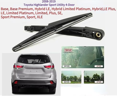Rear Wiper Arm Blade for Toyota Highlander 2008 2009 2010 2011 2012 2013 2014 2015 2016 2017 2018 2019 Base Premium Hybrid Platinum LE Limited SE XLE Sport Utility Back Windshield Wiper Arm Blade in Kuwait