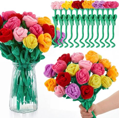 Deekin 12 Pcs Plush Rose Flowers Colorful Stuffed Flower Plush Bouquet Bendable Stems 12.5 Inch Plant Soft Roses for Graduation Wedding Marriage Holiday Women Wife Gift Decoration Supply in Kuwait