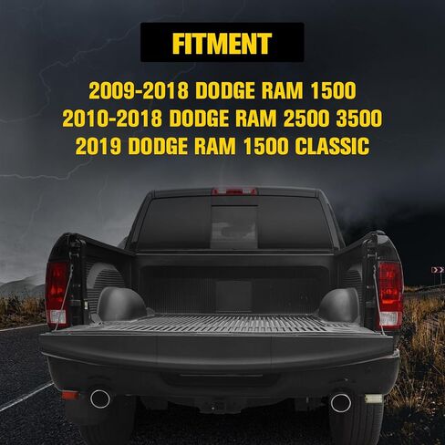 Combined Tailgate Spoiler Molding Cap for Dodge Ram 1500 2009-2019 Accessories, Rear Center Tailgate Flex Step Top Trim Protector Cover Compatible with Dodge Ram 2500 3500 2010-2018, 3PCS in Saudi Arabia