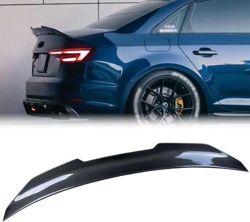 Rear Trunk Spoiler PSM Style Duckbill Compatible with 2017-2024 Audi A4 S4 B9 Sedan, Glossy Black ABS High Kick Trunk Lip Wing in Saudi Arabia