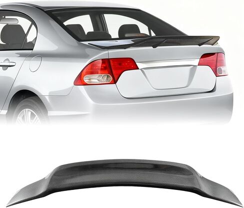 جناح سبويلر خلفي من ألياف الكربون متوافق مع الجيل الثامن من هوندا سيفيك سيدان 2006-2011، جناح سبويلر صندوق السيارة عالي الركلة in Kuwait