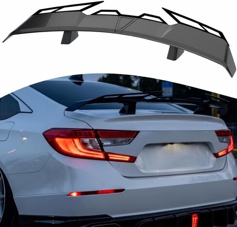 Carbon Fiber Look Spoiler Compatible with Honda Accord Sedan Saloon Exterior Accessories GT Duckbill Aleron Spoiler Trunk Mounted for Honda Accord All Years All Models Wing Easy Installation in Saudi Arabia