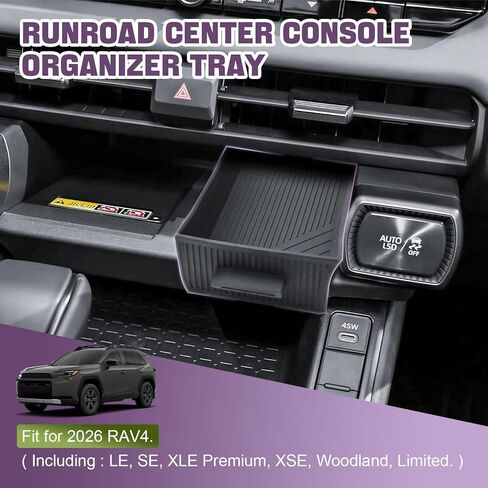 صينية تنظيم وحدة التحكم المركزية RUNROAD متوافقة مع ملحقات Toyota RAV4 لعام 2026، وإدراج درج تخزين لـ RAV4 LE SE XLE Premium XSE Woodland Limited تحت الشاشة حامل العملات المعدنية in Kuwait