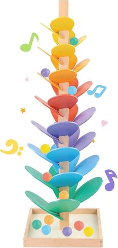 Wooden Marble Run Music Tree Marble Run Learning Game Montessori Wooden Color Sorting Toy Birthday Gift for Boys and Girls Ages 3-8 in Saudi Arabia