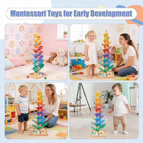 Wooden Marble Run Music Tree Marble Run Learning Game Montessori Wooden Color Sorting Toy Birthday Gift for Boys and Girls Ages 3-8 in Saudi Arabia