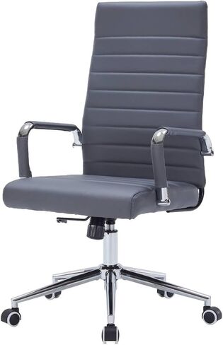 Mid-Back Office Desk Chair, Executive Office Chair with Arms, Ergonomic Swivel Rolling Leather Computer Chair for Conference Room and Home Office,Grey. in Kuwait