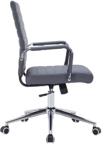 Mid-Back Office Desk Chair, Executive Office Chair with Arms, Ergonomic Swivel Rolling Leather Computer Chair for Conference Room and Home Office,Grey. in Kuwait