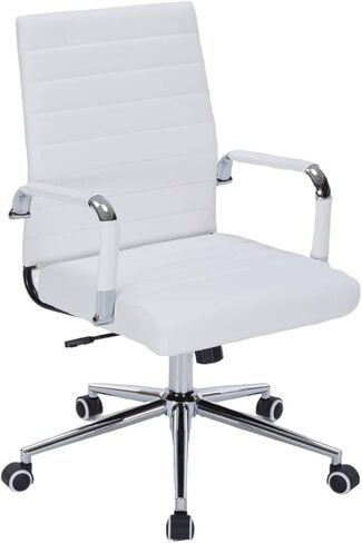 Mid-Back Office Desk Chair, Executive Office Chair with Arms, Ergonomic Swivel Rolling Leather Computer Chair for Conference Room and Home Office,Grey. in Kuwait