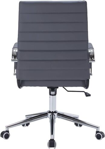 Mid-Back Office Desk Chair, Executive Office Chair with Arms, Ergonomic Swivel Rolling Leather Computer Chair for Conference Room and Home Office,Grey. in Kuwait