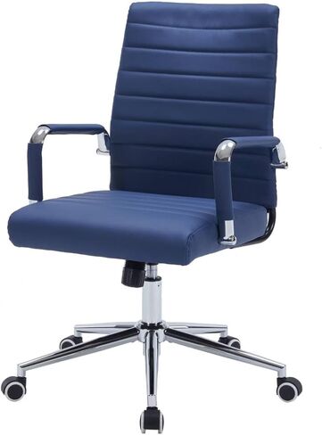 Mid-Back Office Desk Chair, Executive Office Chair with Arms, Ergonomic Swivel Rolling Leather Computer Chair for Conference Room and Home Office,Grey. in Kuwait