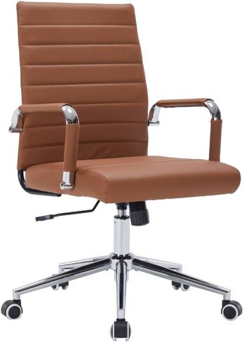 Mid-Back Office Desk Chair, Executive Office Chair with Arms, Ergonomic Swivel Rolling Leather Computer Chair for Conference Room and Home Office,Grey. in Kuwait