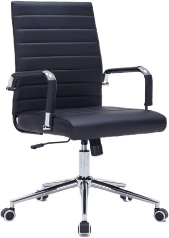 Mid-Back Office Desk Chair, Executive Office Chair with Arms, Ergonomic Swivel Rolling Leather Computer Chair for Conference Room and Home Office,Grey. in Kuwait