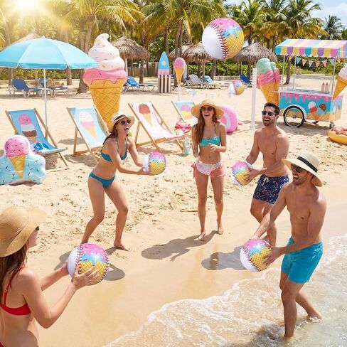 12 Pack Inflatable Ice Cream Drip Baseball Beach Ball 7.87 Inch Ice Cream Drip Beach Balls for Summer Outdoor Pool and Seaside Game Gifts Birthday Sports Baseball Party Supplies Favors in Kuwait