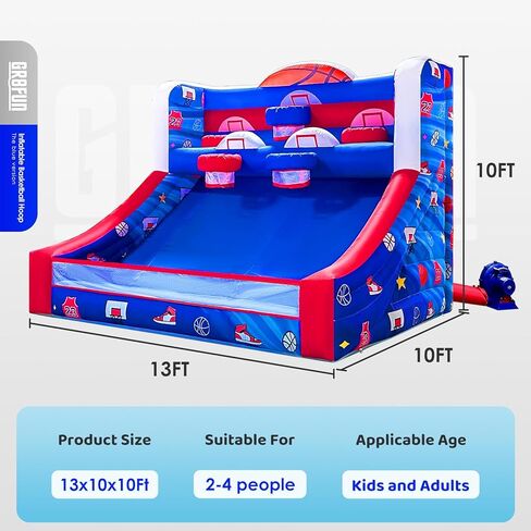 Inflatable Basketball Hoop Shot 13×10×10ft, Blow Up Inflatable Basketball Game with Balls, Air Blower, Inflatable Games for Outdoor Parties, Carnival Events, Lawn Games in Saudi Arabia