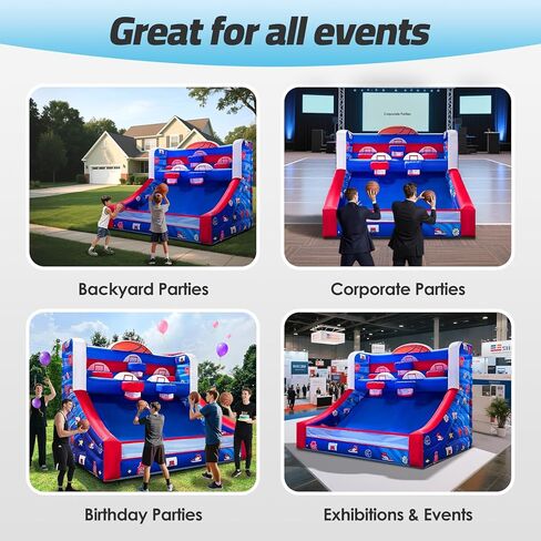 Inflatable Basketball Hoop Shot 13×10×10ft, Blow Up Inflatable Basketball Game with Balls, Air Blower, Inflatable Games for Outdoor Parties, Carnival Events, Lawn Games in Saudi Arabia