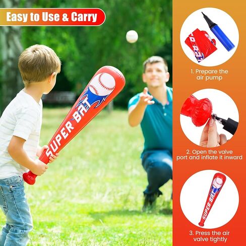Fovths 24 Sets Inflatable Baseball Bats and Mini Foam Baseball Sports Stress Ball Sports Party Prizes for Birthday Party Supplies Sport Theme Toy in Saudi Arabia