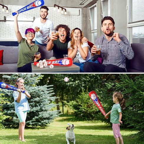 Fovths 24 Sets Inflatable Baseball Bats and Mini Foam Baseball Sports Stress Ball Sports Party Prizes for Birthday Party Supplies Sport Theme Toy in Saudi Arabia