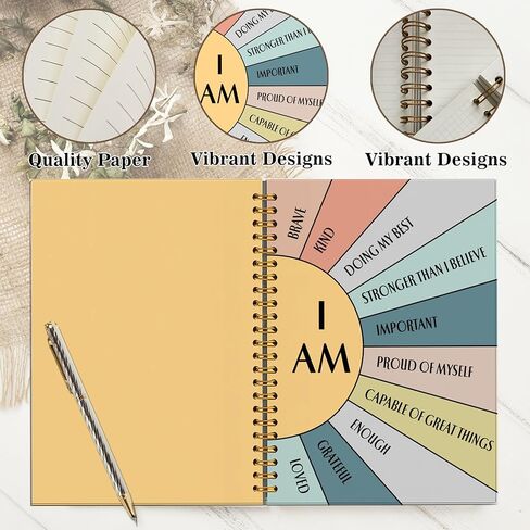 Journaling Notebooks for Women, Inspirational Quote-I am Kind Smart Brave Positive Boho Rainbow Notebook - A5 Spiral Journal Notebook Office Supplies School Gifts for Teacher Birthday Graduation (Rainbow) in Saudi Arabia