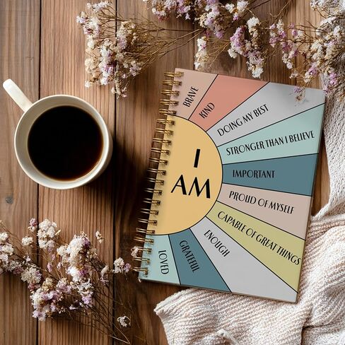 Journaling Notebooks for Women, Inspirational Quote-I am Kind Smart Brave Positive Boho Rainbow Notebook - A5 Spiral Journal Notebook Office Supplies School Gifts for Teacher Birthday Graduation (Rainbow) in Saudi Arabia